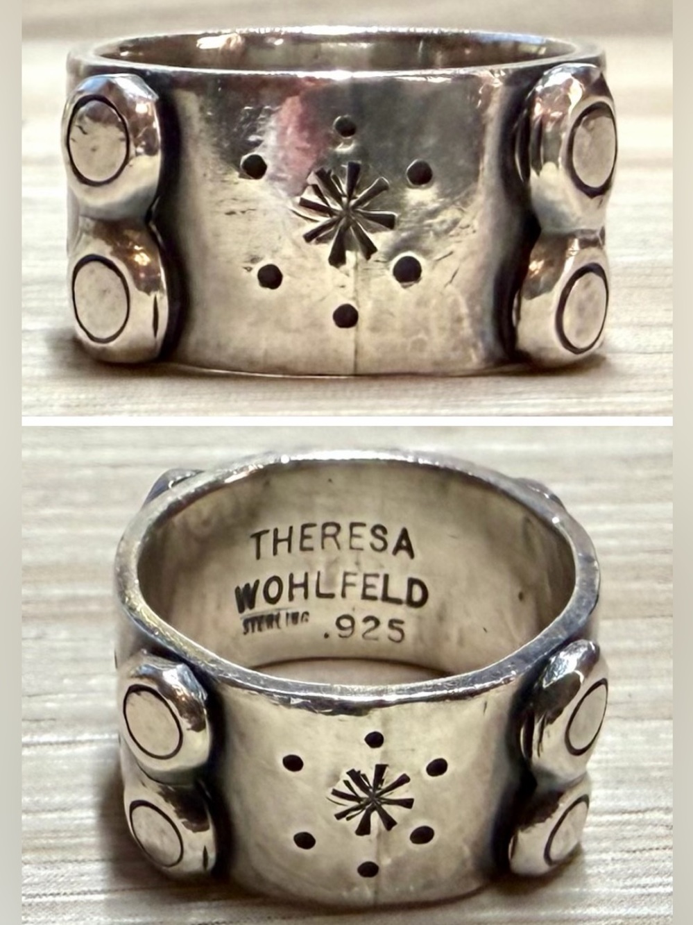 Handmade Designer Theresa Wohlfeld Stering Silver Eternity Wide Band Ring, 5.5